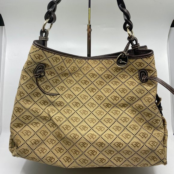 Dooney & Bourke L Tan Jacquard Fabric Shoulder Bag - Picture 13 of 13
